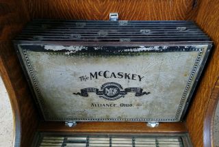 Antique Carved Oak McCaskey Register Co.  Credit Cash Register Filing Cabinet 6