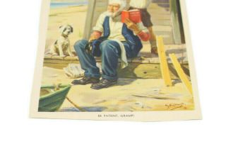 Vtg Print Be Patient Gramp Boy Bandaging Old Man Dog Lighthouse Louis F Dow Co 2