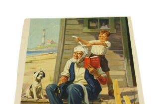 Vtg Print Be Patient Gramp Boy Bandaging Old Man Dog Lighthouse Louis F Dow Co 3