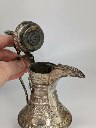 Antique Solid Silver Dallah Coffee Pot Oman Nizwa c1900 Bedouin Omani FINE 6