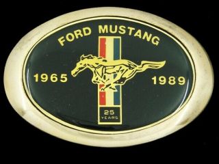 Se05138 Nos Vintage 1989 Ford Mustang 25 Years Solid Brass Baron Belt Buckle