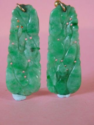 ANTIQUE / VINTAGE CHINESE CARVED JADE STONE EARRINGS 4