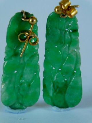 ANTIQUE / VINTAGE CHINESE CARVED JADE STONE EARRINGS 5