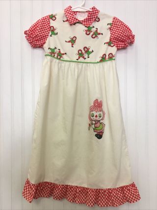 Vintage 1970s Toddler Raggedy Ann Andy Hippy Boho Novelty Collectible Dress