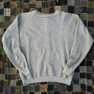 Vintage 70s 80s Healthknit Heather Gray Tri Blend Raglan Cut Sweatshirt Med - Lg