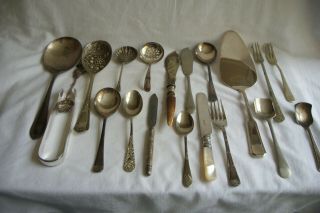 20 Items Of Antique / Vintage Silver Plated Cutlery.