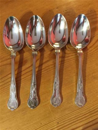 4 X Vintage Silver Plated Epns Kings Pattern Dessert Spoons A1 17.  8cm