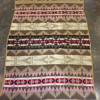 Rare Antique 1920s Pendleton Cayuse Trading Blanket Teepee Design Pink