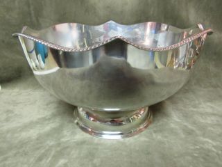 English Sheffield Silver Plate On Copper Regency Gadroon Lion Handle Punch Bowl