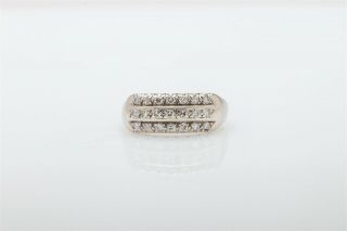 Antique 1950s 3 Row.  75ct Vs H Diamond 14k White Gold 8mm Wedding Band Ring