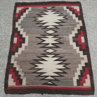 Authentic Antique Native American Navajo Hand Woven Wool Rug 2.  5 X 3.  3