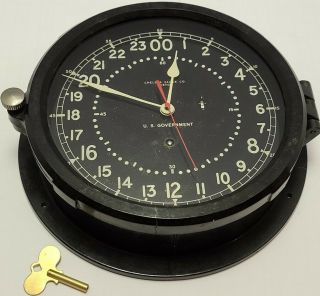 1945 Chelsea Wwii U.  S.  Government Navy Naval 10 " Ship Engine Room Nautical Clock