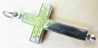 Antique Canadian Sterling Silver Holy Familly Cross With Keepsake Chamber
