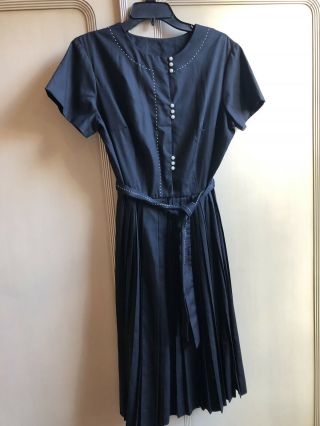 Vintage 1950/60s Navy Blue Shirtwaist Dress