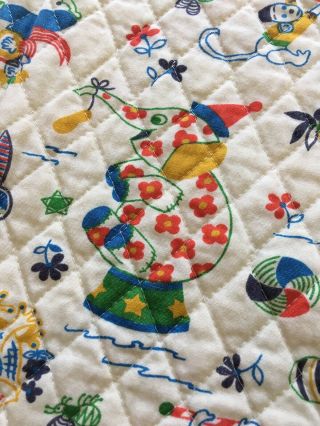 Cute Vintage Circus Animal Quilted Baby Bed Cover Blanket & Pillow Cover Ruffles