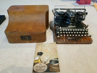 Great 1917 Hammond Multiplex Typewriter In Wood Case With Book