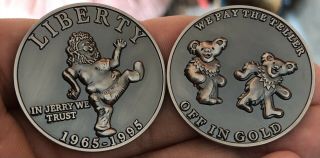 Grateful Dead Coin Collector Antique Nickel Golf Ball Marker Pay The Teller Gold