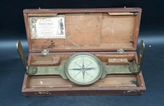 Antique Large 1820 Spencer & Co London Brass Surveyors Compass Gedney King Box