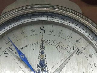 Antique Large 1820 Spencer & Co London Brass Surveyors Compass Gedney King Box 4