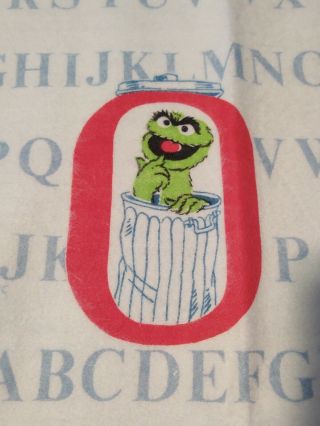 Vintage 1980 ' s Sesame Street ABCs Twin Blanket Cookie Monster Oscar Chatham 2