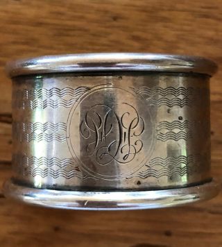 Art Deco B.  S&co.  Birmingham " Anchor,  Lion And W " Sterling Napkin Ring