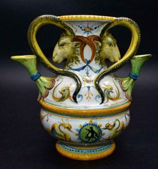 Antique 19thc Cantagalli Italian Maiolica Vase / Ewer - Majolica Faience