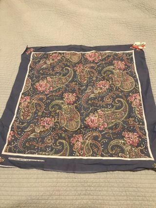 Vintage Bandana Wamcraft Blue Floral Paisley Pattern Rn14193 Made In Usa