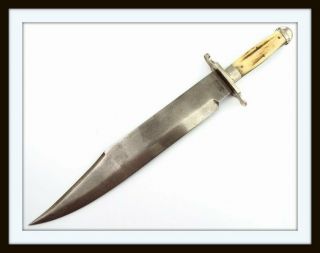 Antique American Civil War Very Large Fighting Bowie Knife " Alexander Sheffield "