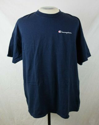Vintage 90s Champion Script Logo T - Shirt Xl Navy Blue Vtg Tee Sportswear