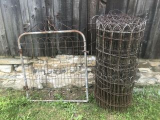 Vtg Twisted Wire Garden Fence Gate 50 Ft Roll 41” Tall Cottage Farm Garden