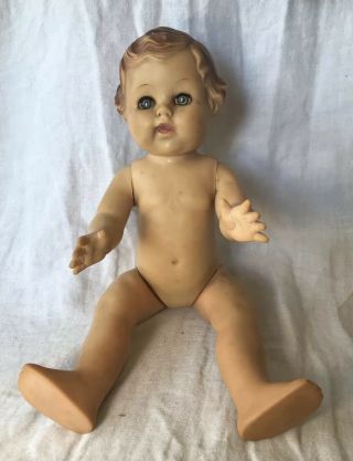 Vtg Ideal 15” Baby Doll Soft Rubber Body Head Molded Hair 1950 