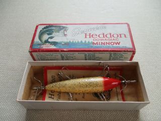 Ex Heddon Red Head Silver Sparkle 5 Hk.  Minnow In The Box W/paper