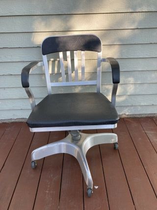 Vintage Swivel Aluminum Rolling Desk Chair Emeco 7110,  Mcm