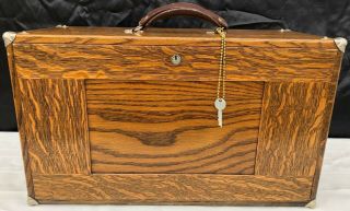 Antique H Gerstner & Sons 8 Drawer M186 Tiger Oak Machinist Tool Box W/ Key
