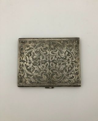 Fine Vintage 800 Silver Cigarette Case Box,  Beautifully Hand Engraved.