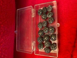 Set Of 18 Antique Cricket Cage Mirrored Buttons