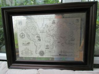 Royal Geographical Society Sterling Silver Map Framed 1976 Rare Franklin