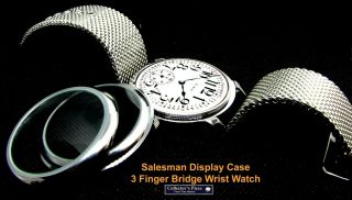 Antique 16 Size 3 Finger Bridge Display Case 17 Jewels Wrist Watch Elgin
