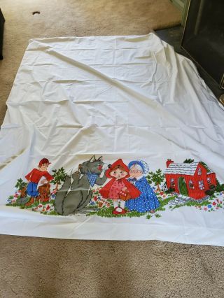 Vintage Little Red Riding Hood Flat Sheet Cotton /poly Blend