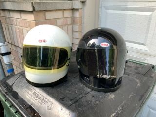 2 Vintage Bell Star Helmets Narrow Window (?) Size 7 1/4good Shape