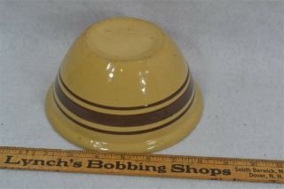 Old Yellow Ware Bowl Triple Brown Bands 7x 3.  5 In.  Early