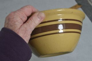 old yellow ware bowl triple brown bands 7x 3.  5 in.  early 2