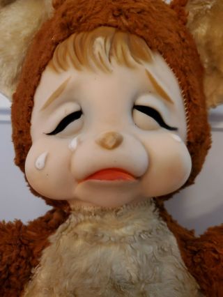 1950 ' s Vintage Rushton Star Creation Plush Rubber Face Crying Teddy Bear 17 