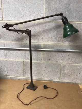 Antique O.  C.  White Industrial Articulating Table Desk Workshop Lamp Light Oc (a)