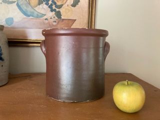 Antique Primitive Vintage Brown Glazed Stoneware Crock 1 One Gallon