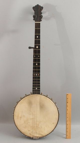 Rare Antique,  G.  S.  W.  Teel,  Springfield Mass.  Solid Rosewood 5 - String Banjo,  Nr