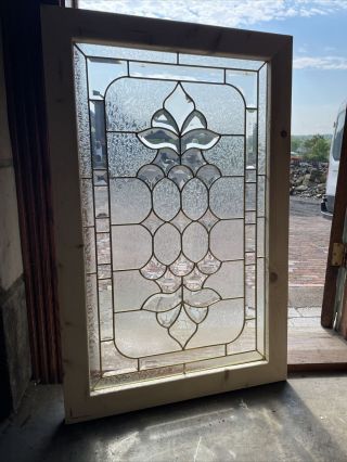 Sg3726 Vintage Beveled And Textured Glass Window 26 X 40.  25