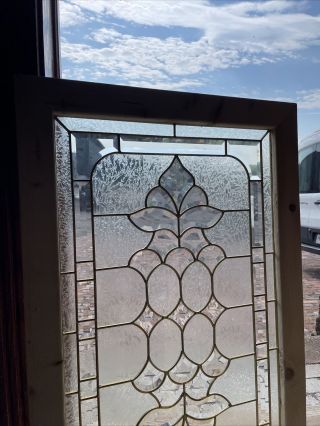 SG3726 Vintage Beveled And Textured Glass Window 26 X 40.  25 2