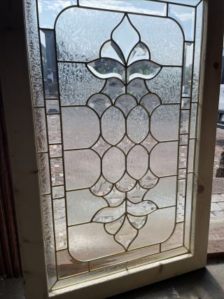 SG3726 Vintage Beveled And Textured Glass Window 26 X 40.  25 3