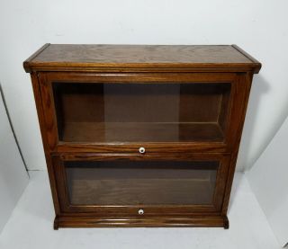 Vintage Mission Arts Crafts Oak Wood Barrister Lawyer Bookcase Cabinet Showcase